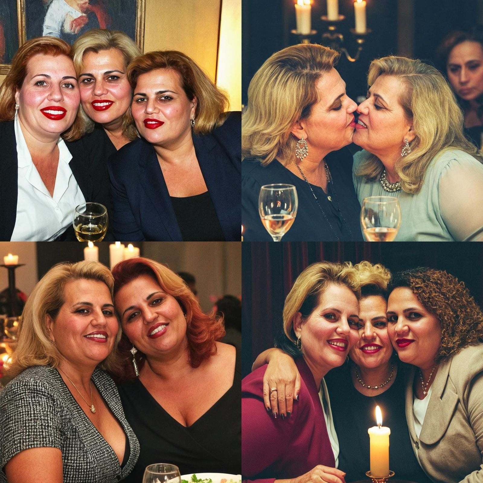 Romantic Candlelight Dinner Portrait of Two Women