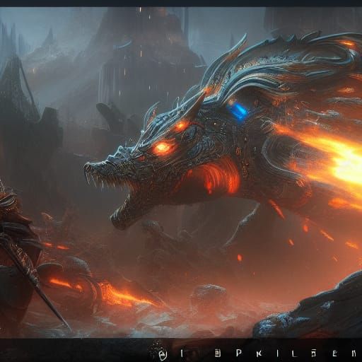 Fantastical Battle Scene in Detailed Matte Painting