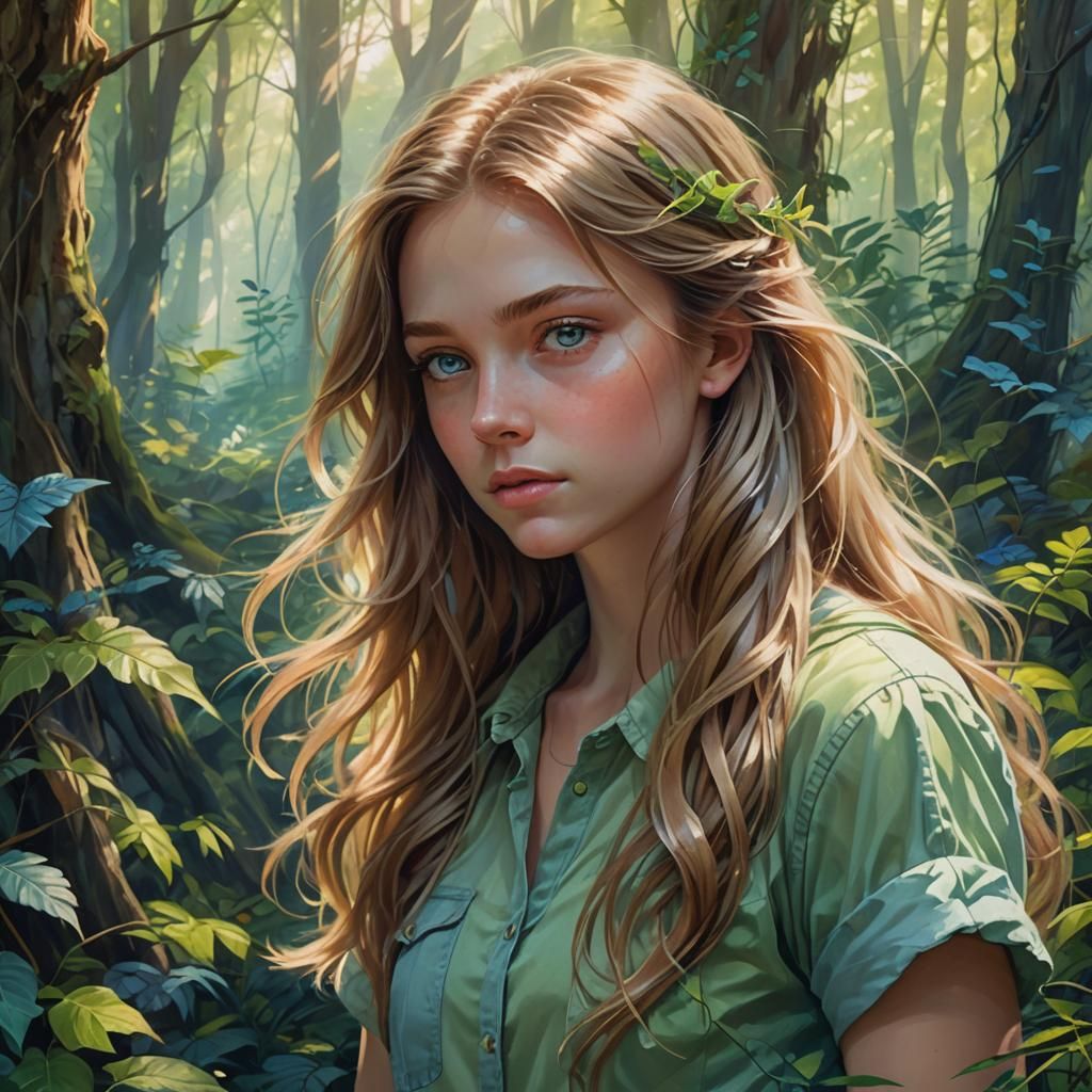 Mystical Forest Portrait of a Girl in Digital Art