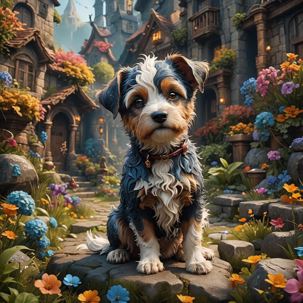 Cute Dog in Detailed Matte Painting Style