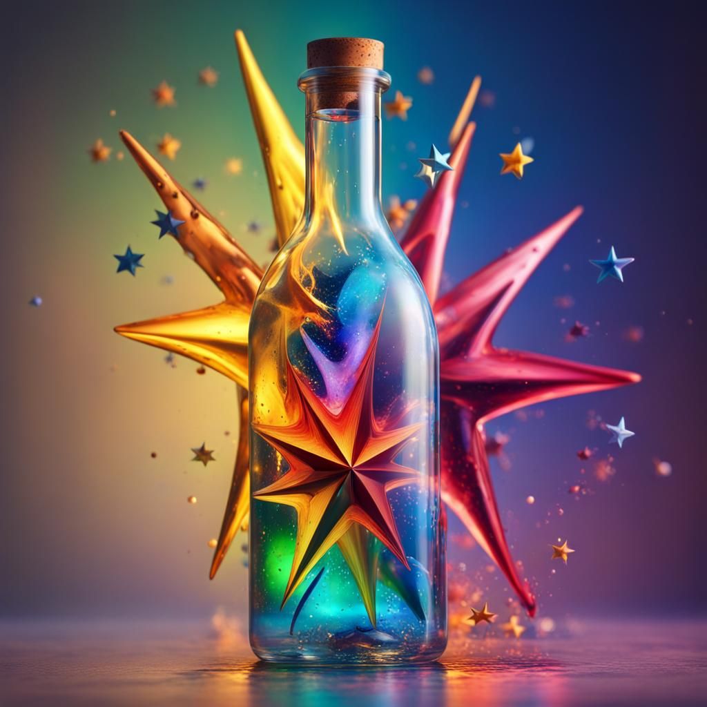 Stars in a Bottle: Realistic Multicolored Concept Art