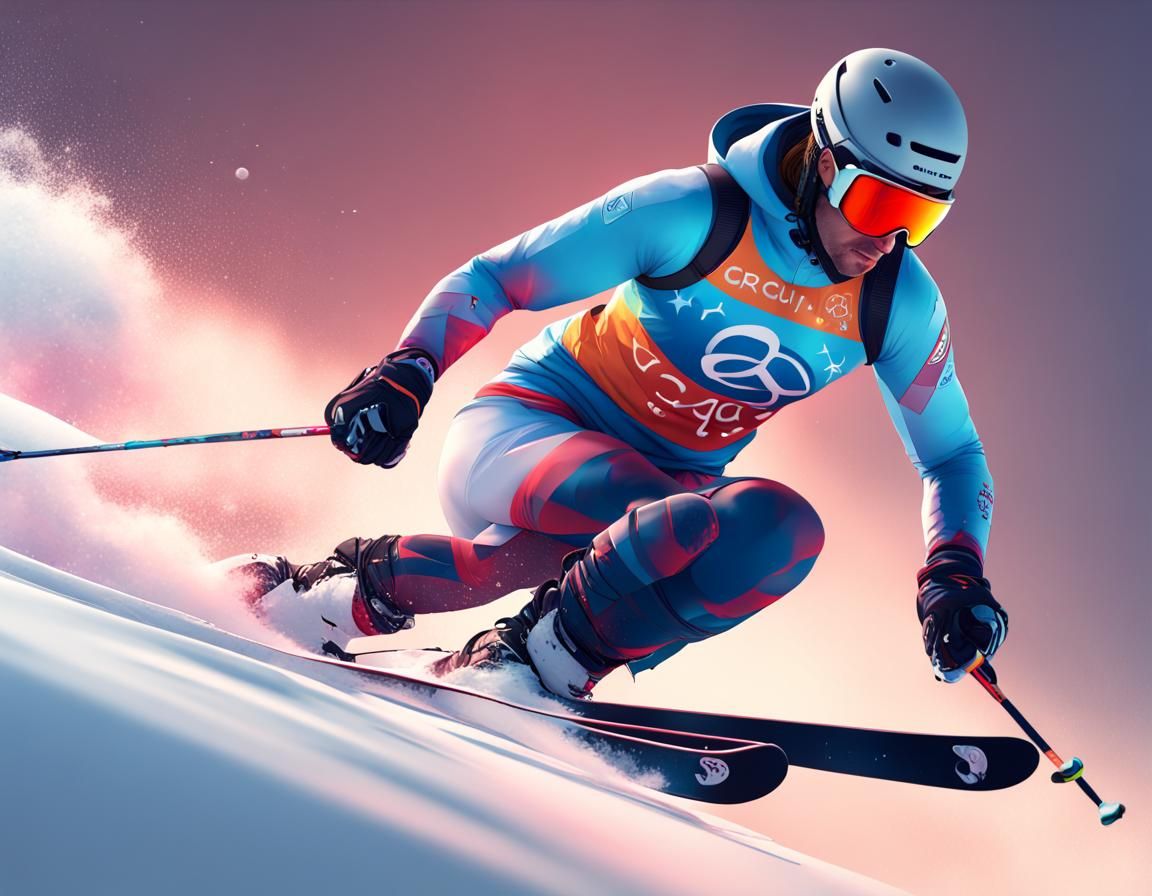 Male downhill skier, standard pose
