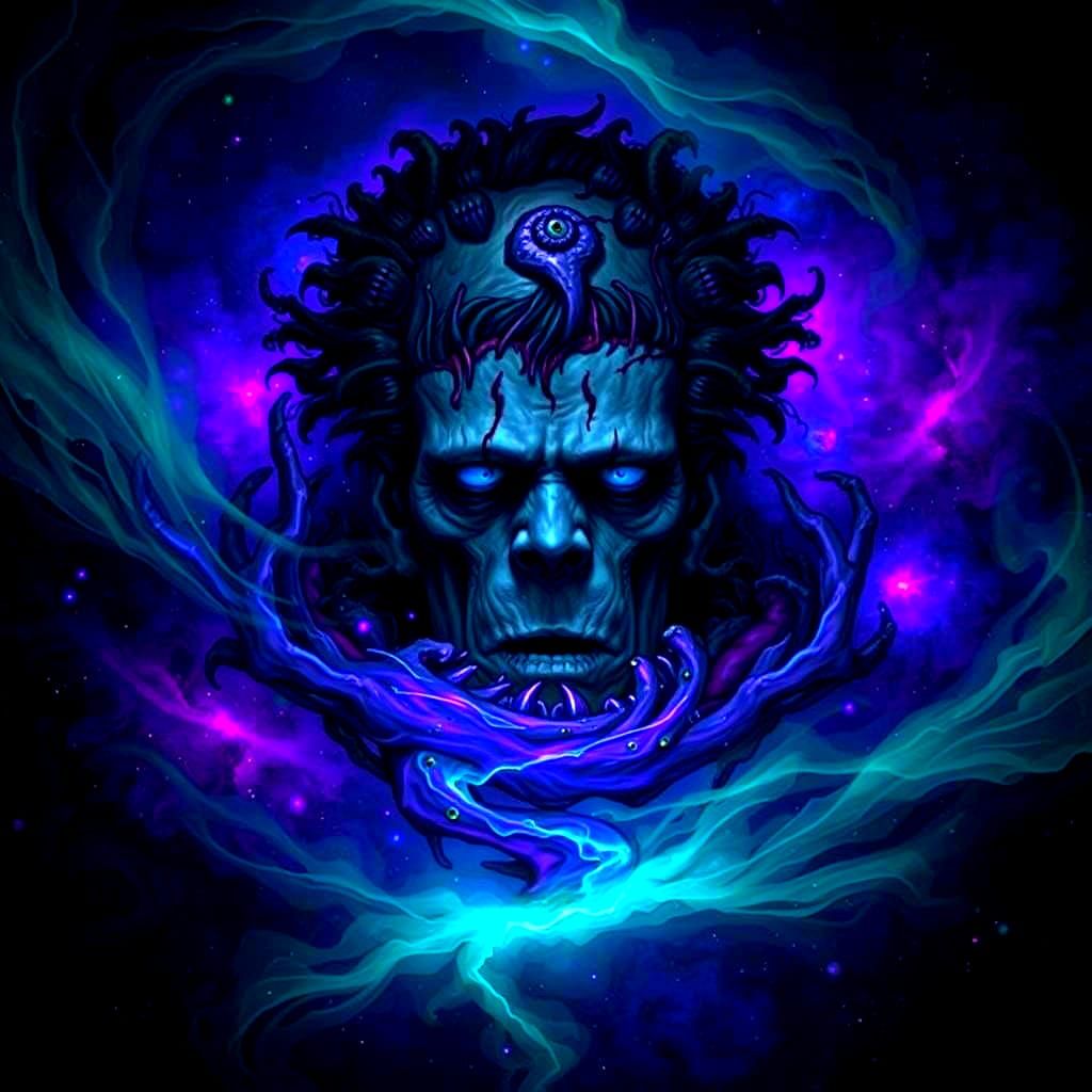 Frankenstein's Cosmic Horror Resurrection in 8k Holographic...