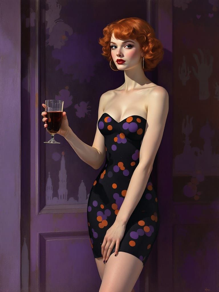 1950s Pin-Up Woman in Halloween Dress