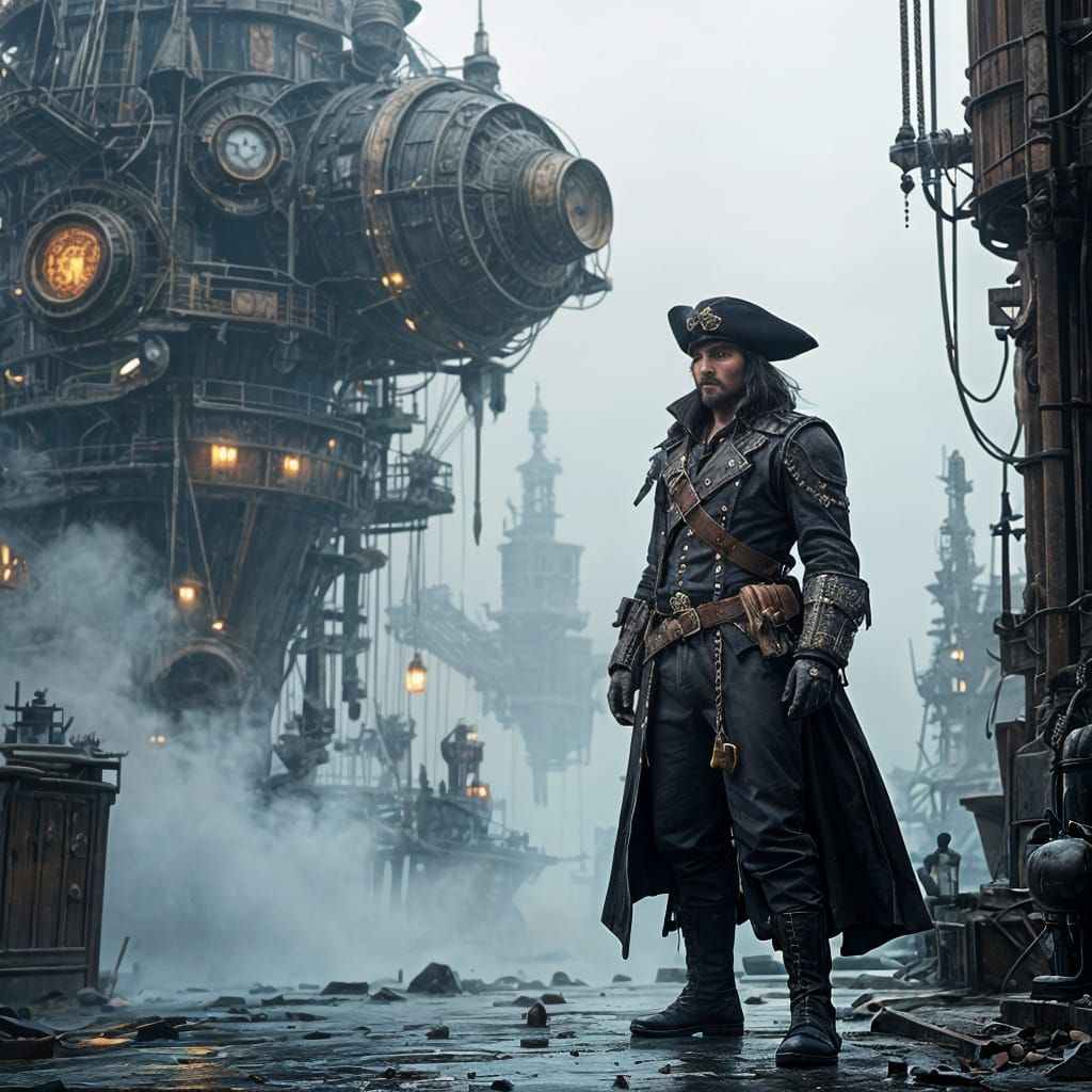 Steampunk Pirate in Dark Future