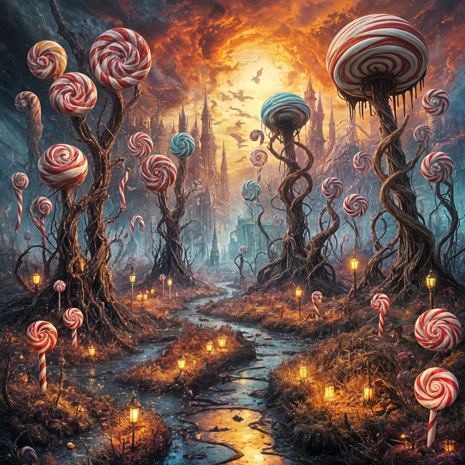 Dystopian Candy World with Chocolate Swamps and Licorice Vin...