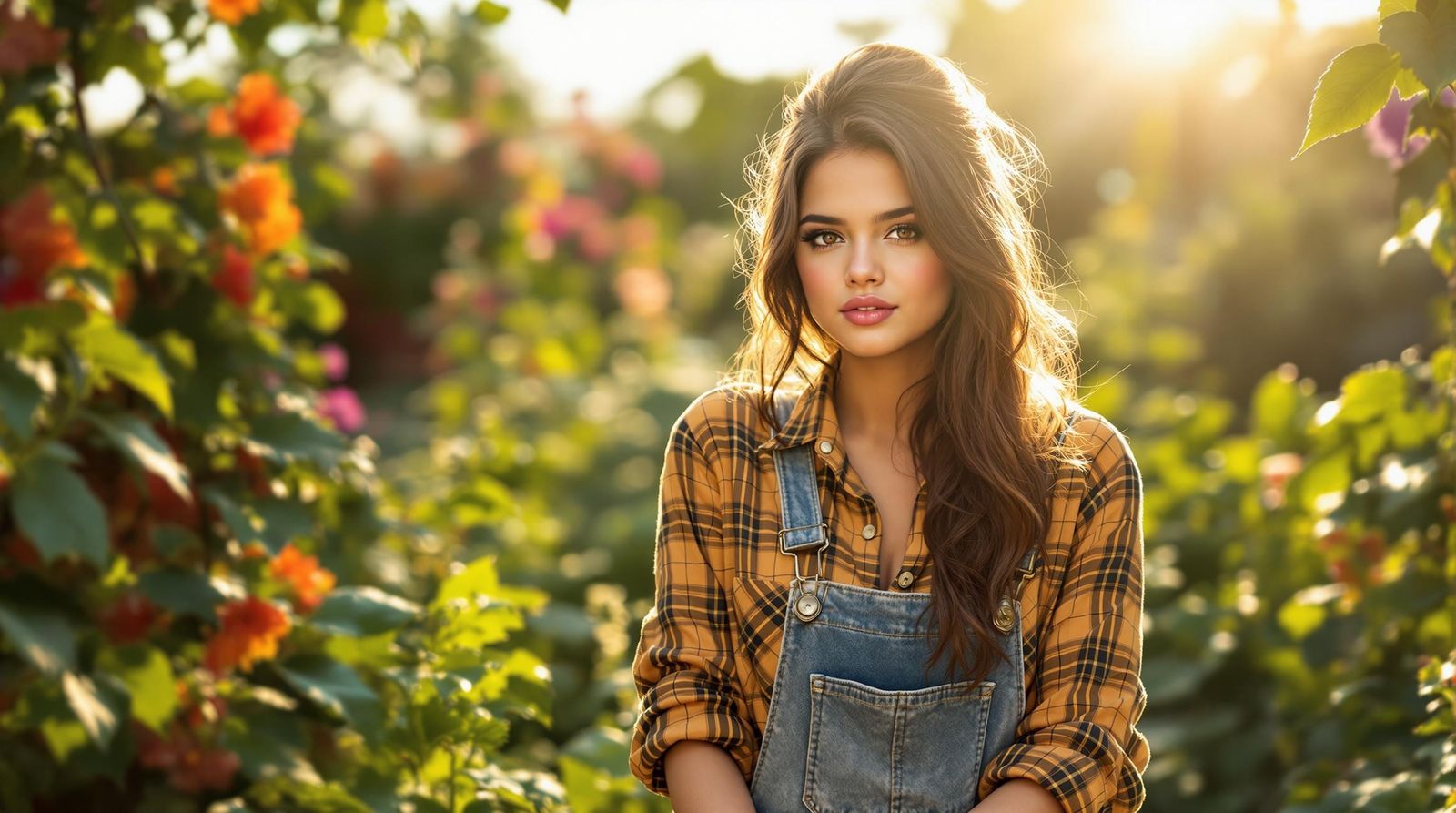 Selena Gomez as a Gardening Beauty in a Lush Garden