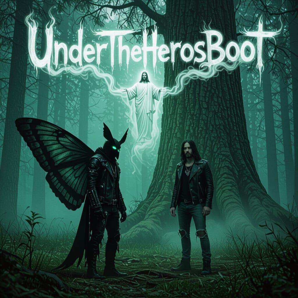 Mothman in Eerie Forest with Crust Punk, Mystical Dystopian ...