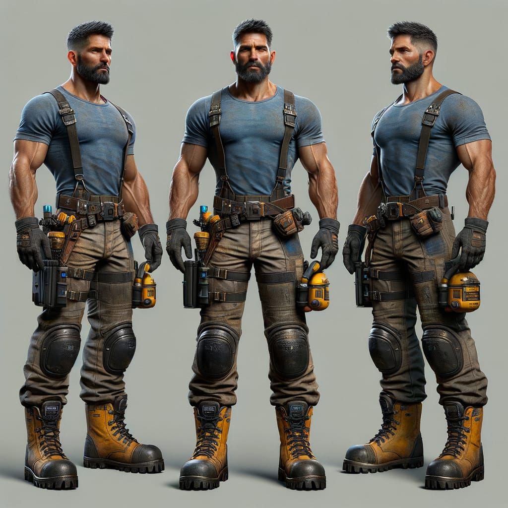 Muscular Construction Worker: Detailed Matte Painting in 8K