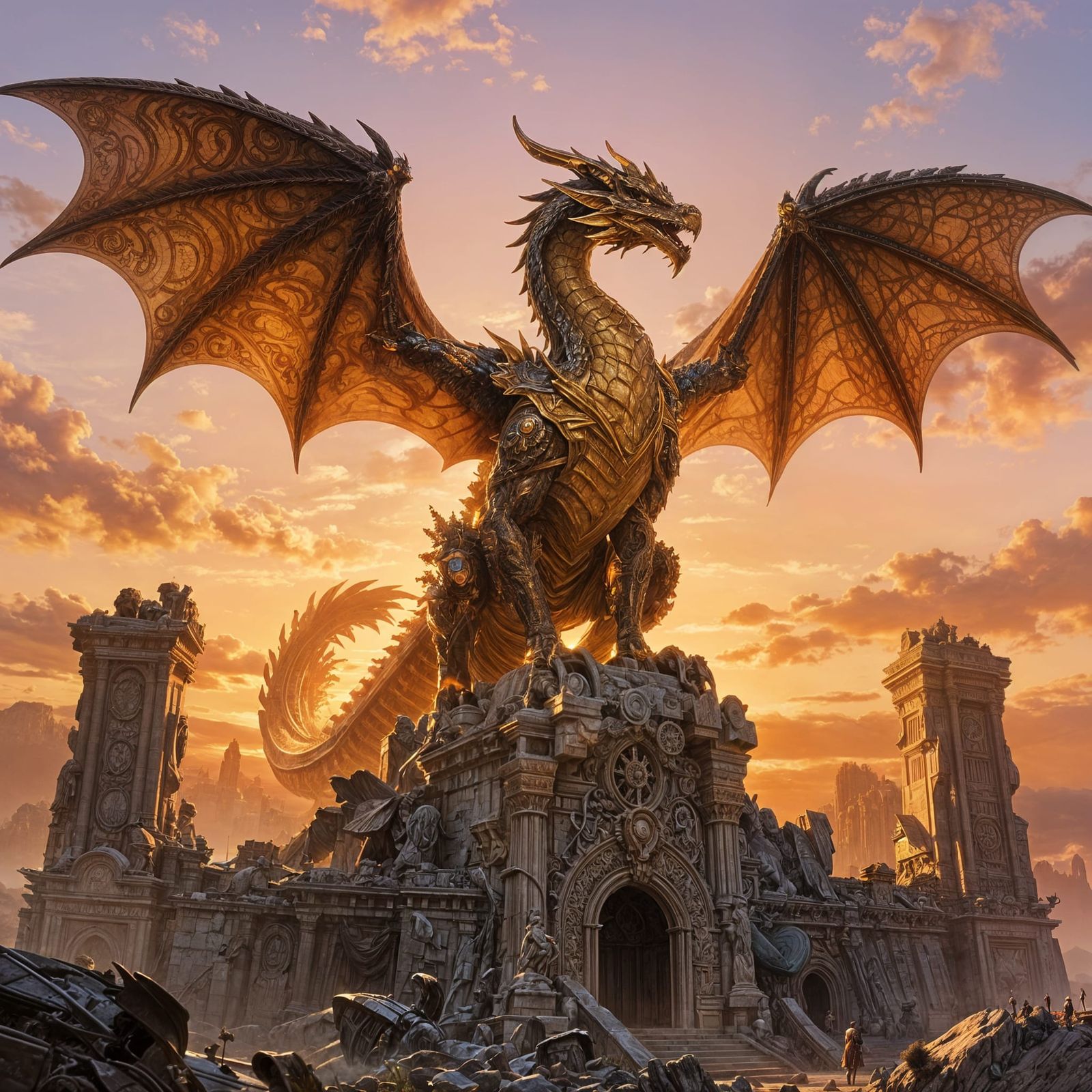 Golden Hour Fantasy Landscape Cinematic Illustration