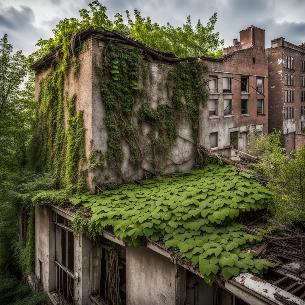 Rooftop Urban Garden in Abandoned Neighborhood