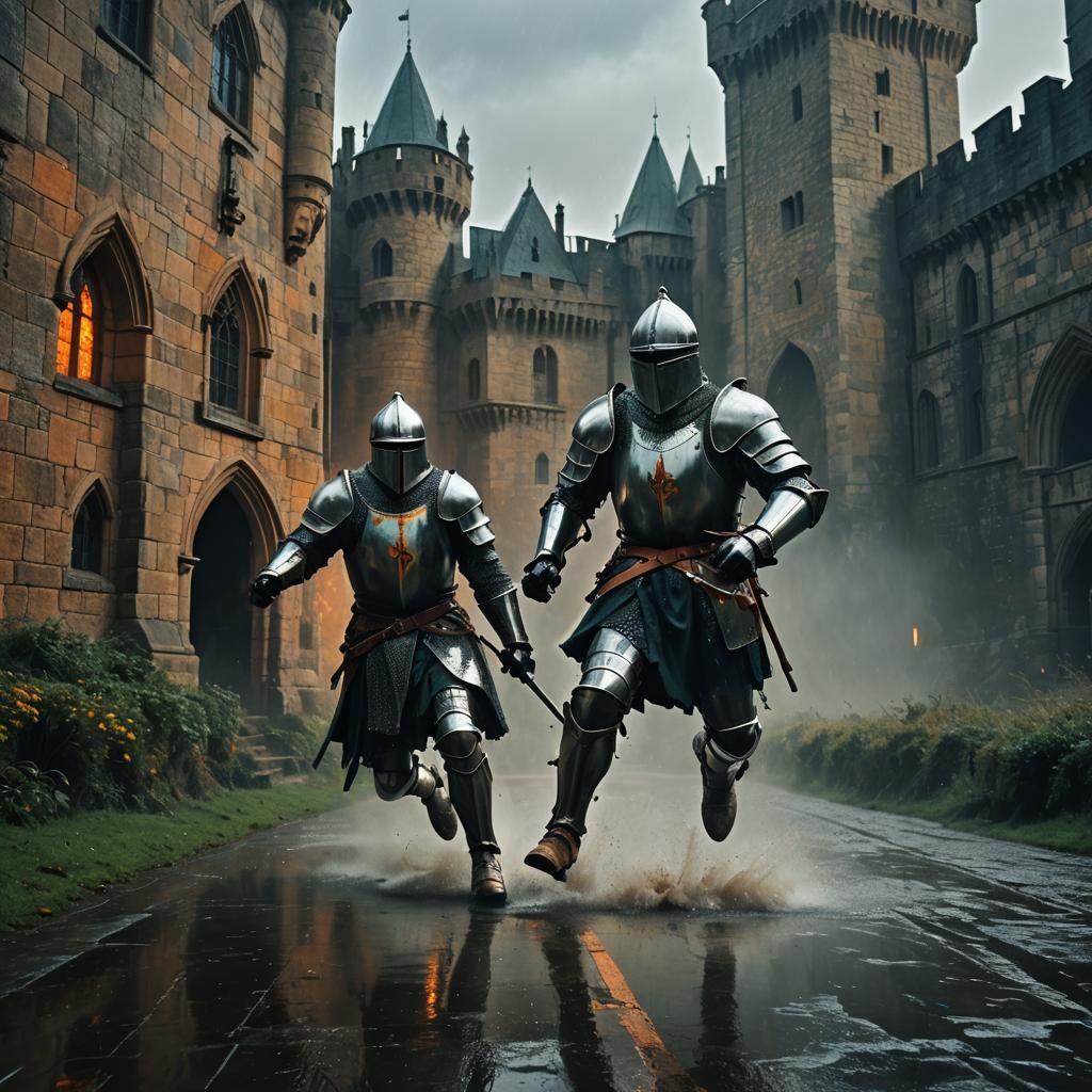 Knight Enters Castle: Dark Fantasy Matte Painting