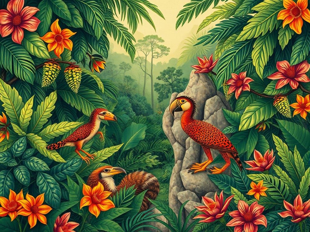 Vibrant Cloisonné Jungle Scene