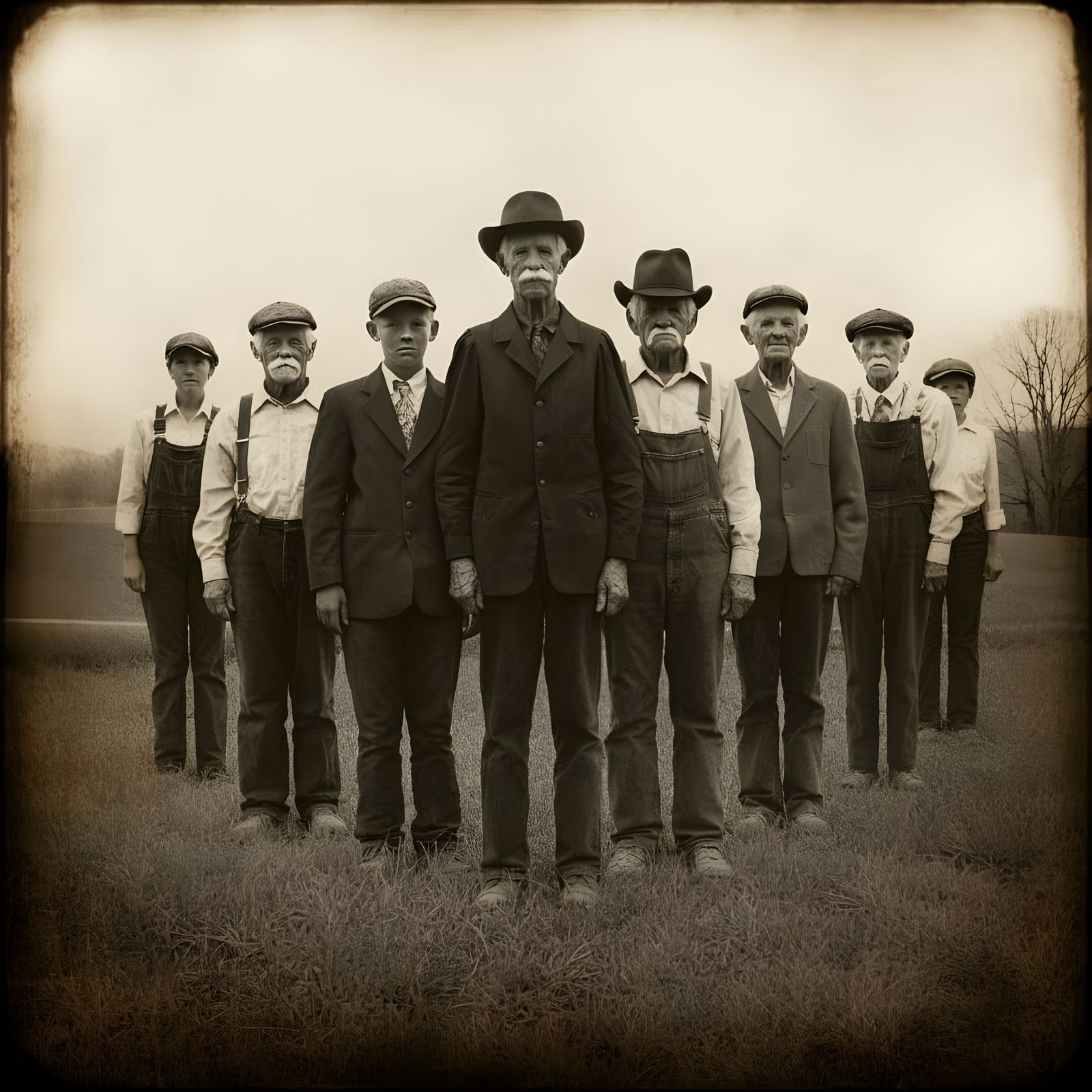 Mysterious Ozark Farm Scene in a Haunting Black and White St...