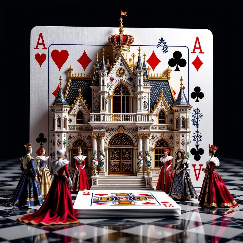 Royal Court of Playing Cards in Ultra-Realistic Style