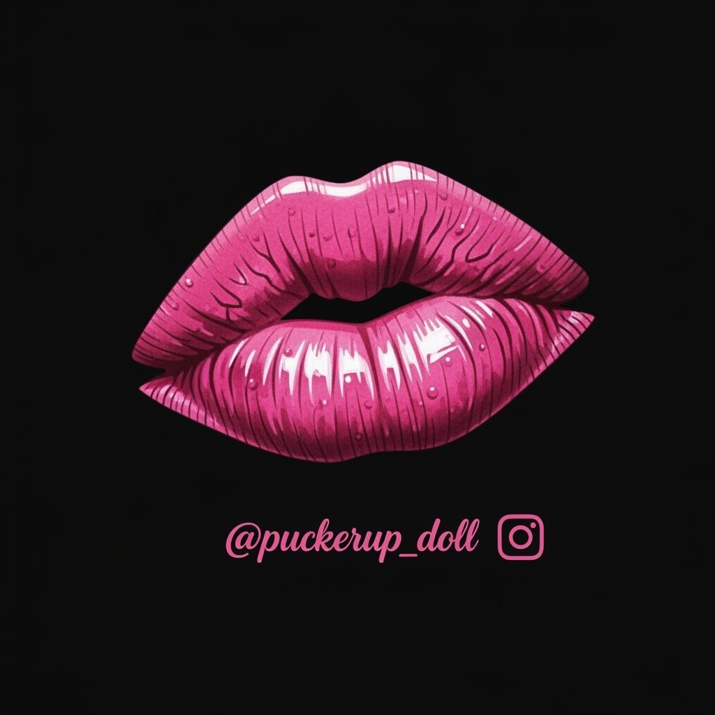 Pink Lipstick Kiss Mark on Black in Digital Art Style