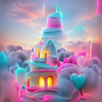 Glowing Pastel Neon Castle in 3D
