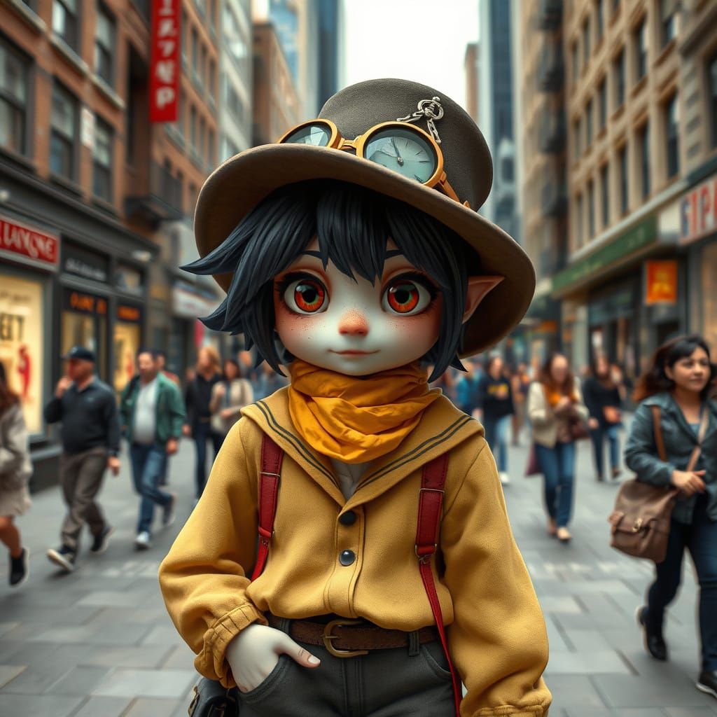 Surreal City Encounter in Vibrant Colors