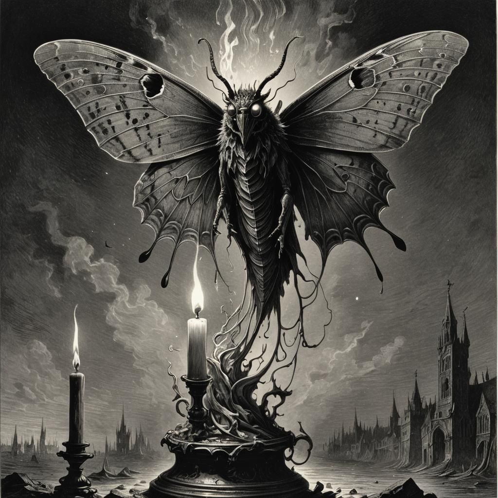 Moth to a Flame in Gothic Horror Style