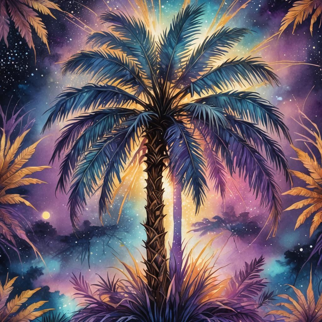 Ethereal Palm Tree on Astral Plane, Mystic Art