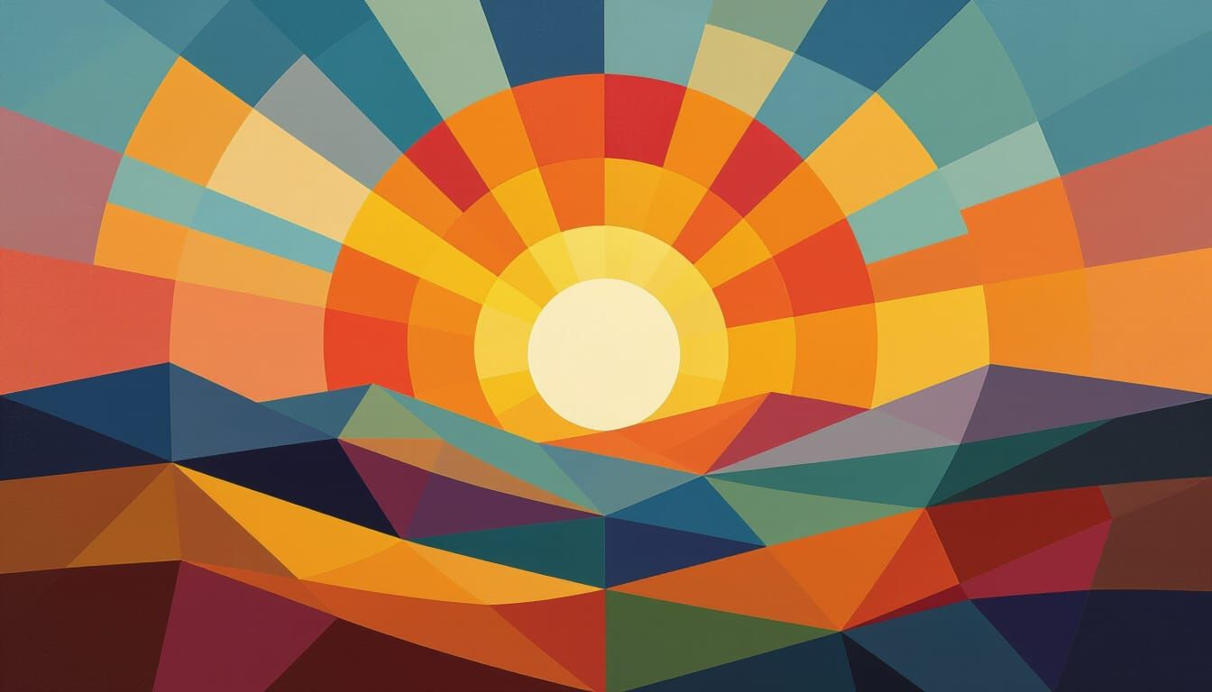 Geometric Cubist Sunrise