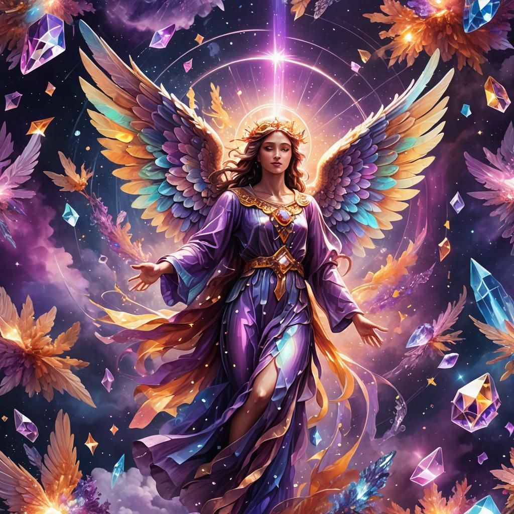 Luminescent Crystal Angel in Rainbow Colors