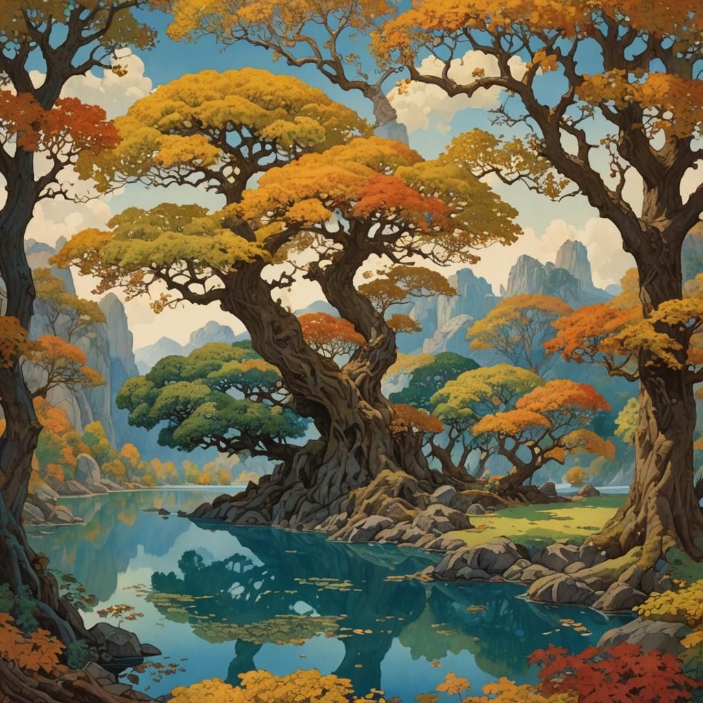 Fantastical Surreal Floating Island Landscape