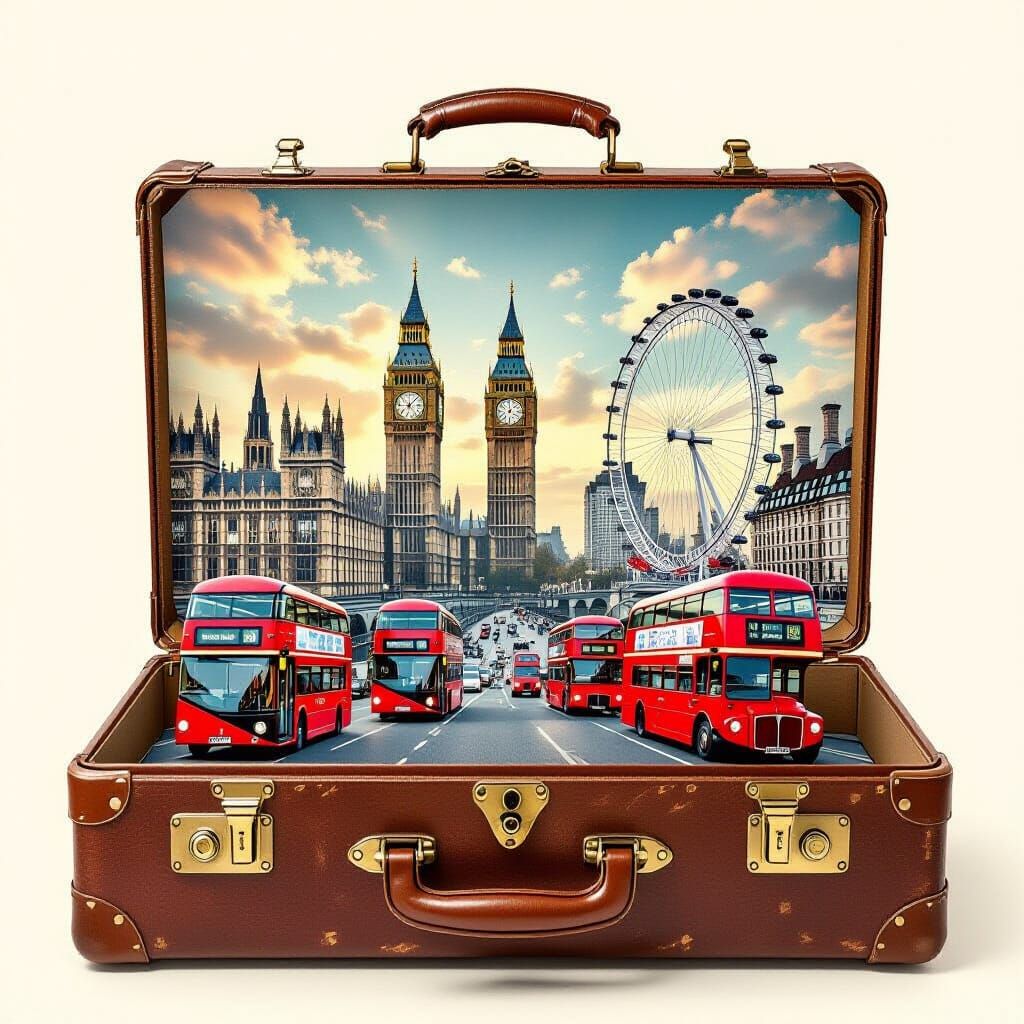 London Cityscape Emerges from Vintage Suitcase