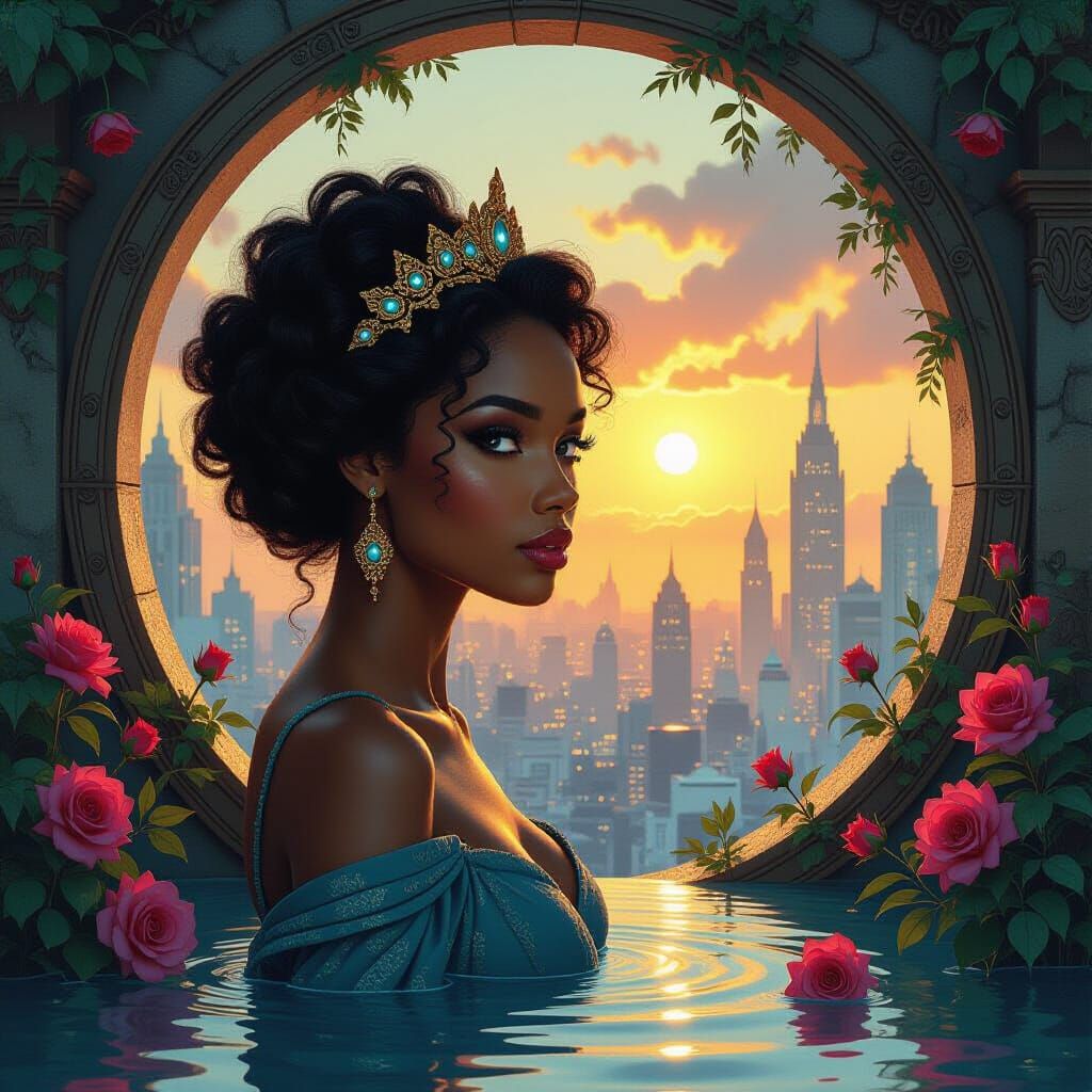 Ethereal Underworld Portal in Art Deco Watercolor Style