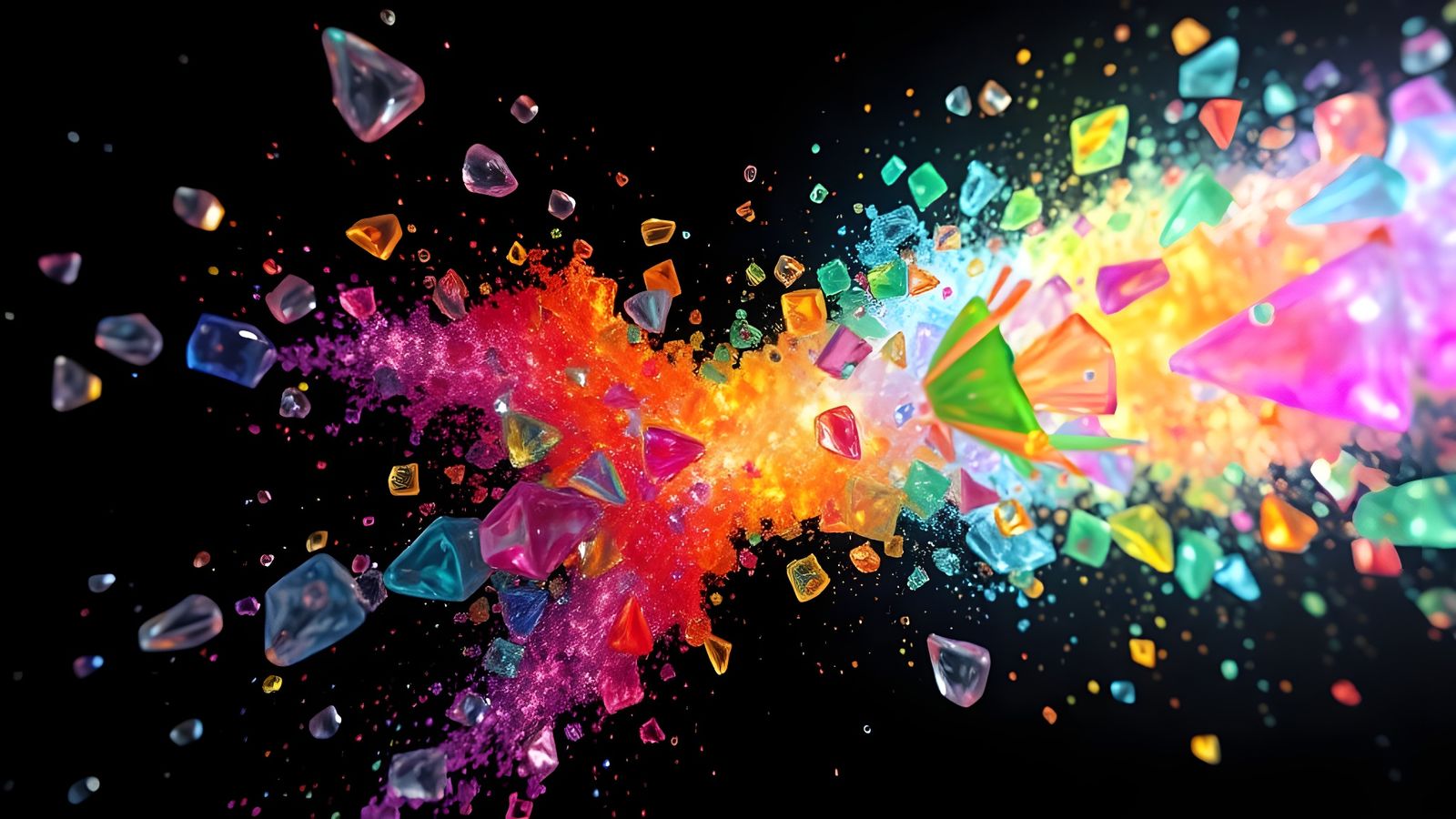 Vibrant Glass Explosion in Deep Space, Iridescent Chakra Col...