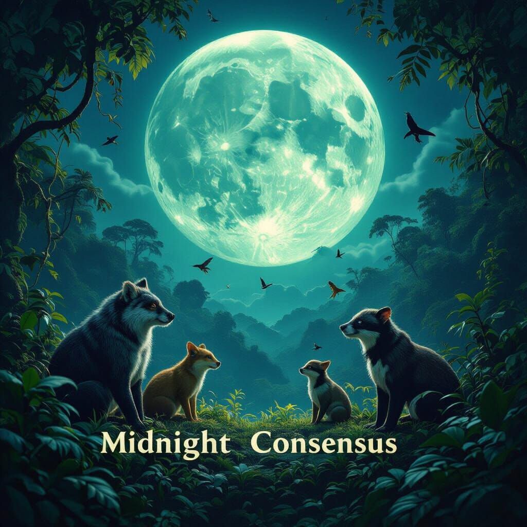 Amazonian Animals Meet Under Emerald Moon