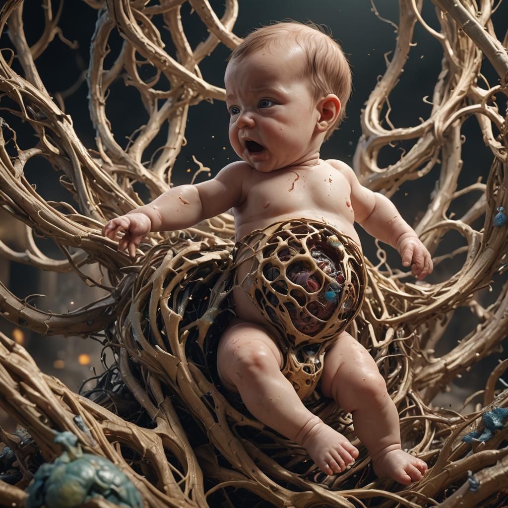 A baby kicks inside its mother's stomach