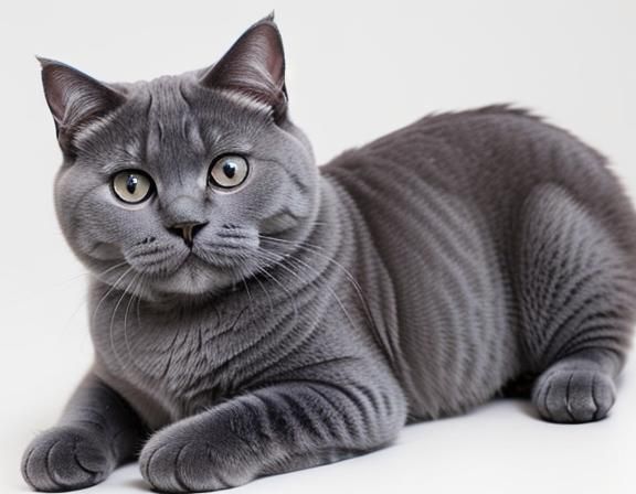 Majestic British Blue Shorthair Cat on White