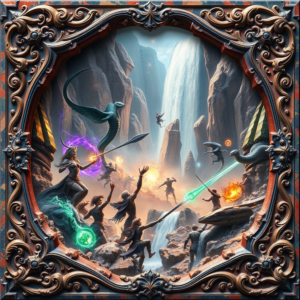 Epic Fantasy Battle Between Elves and Reptilians