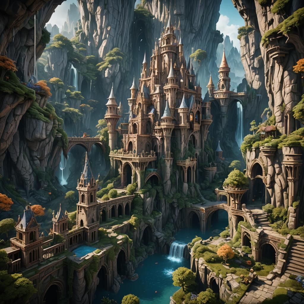 Enchanted Realm: A Detailed Matte Painting in Deep Color