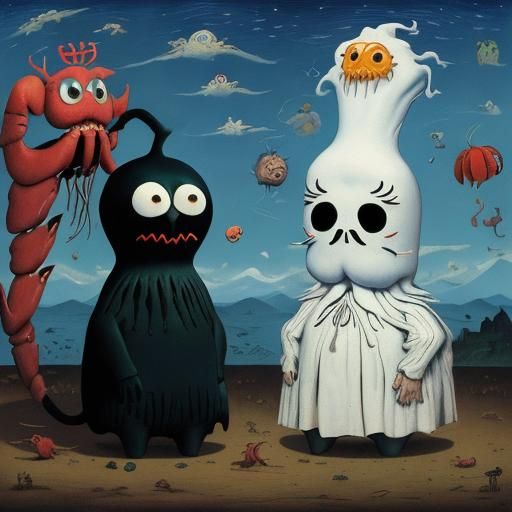 Surreal Characters in Cosmic Holographic Illustration