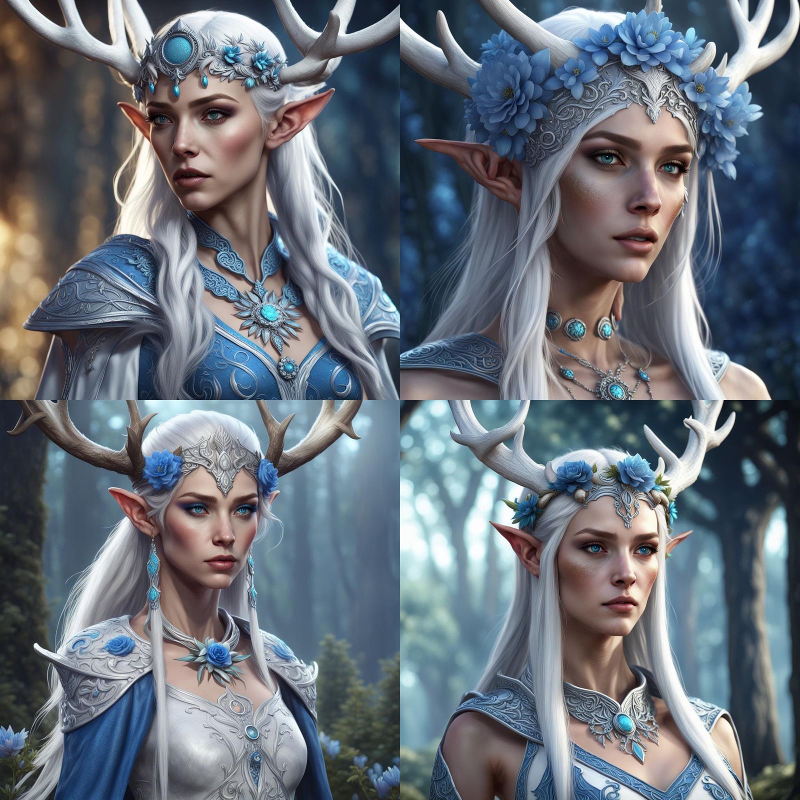 High Elf Druid with Flower Crown, Matte Painting