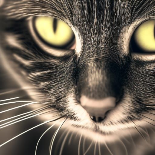 Water Droplets on Cat Whiskers Close-Up