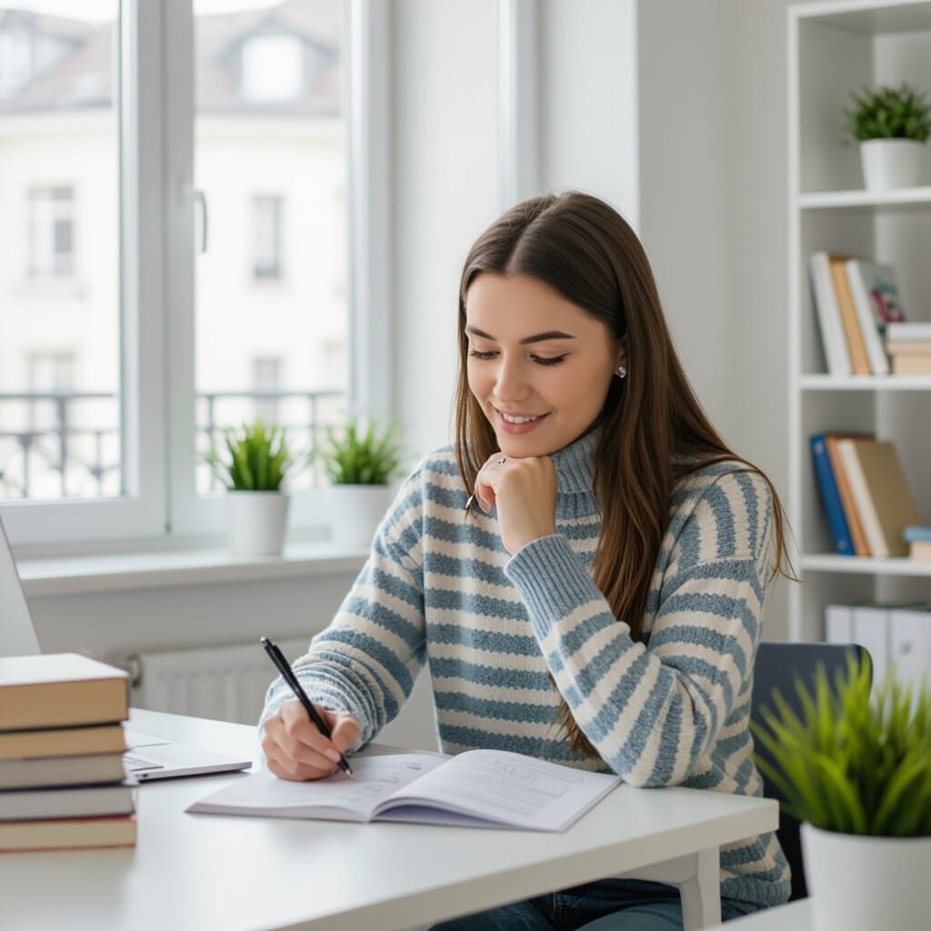 Student Studying Lessons Diligently