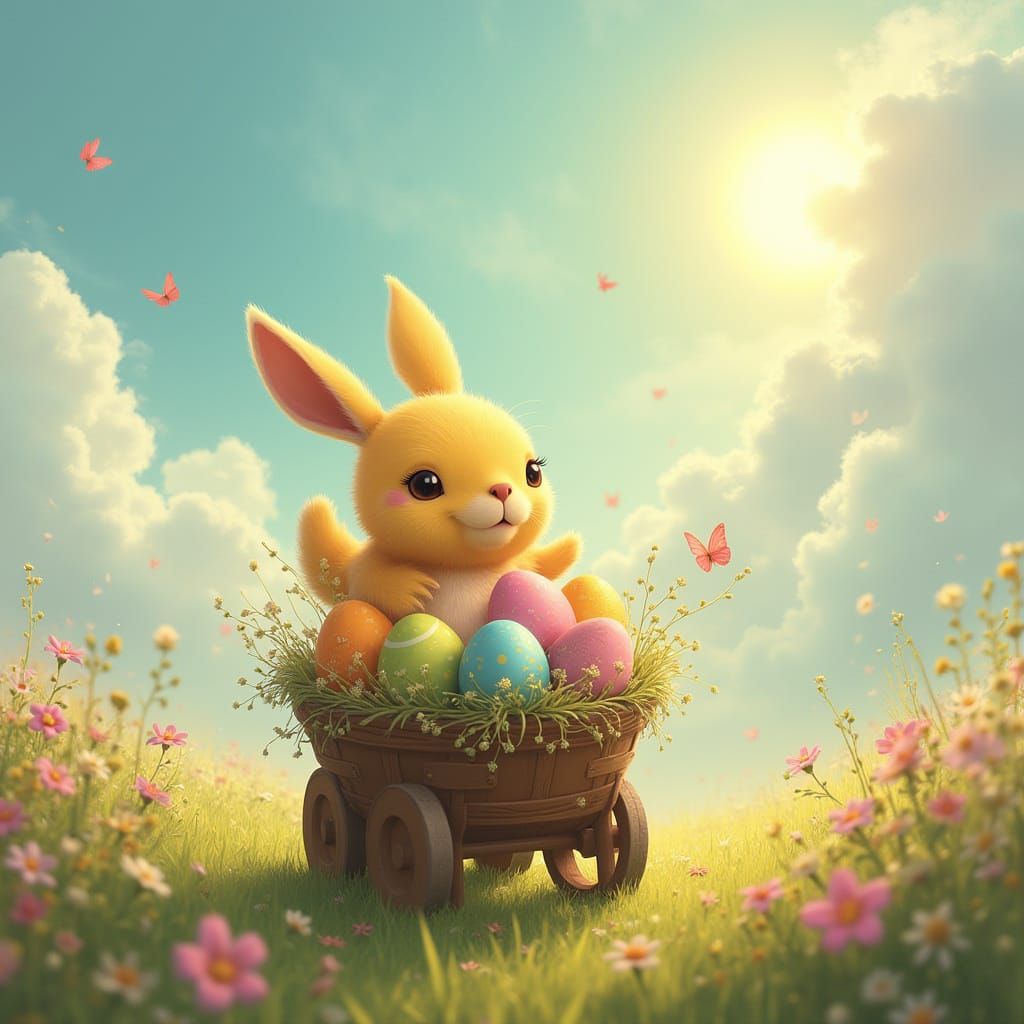 Magical Easter Bunny in Vibrant Spring Wonderland