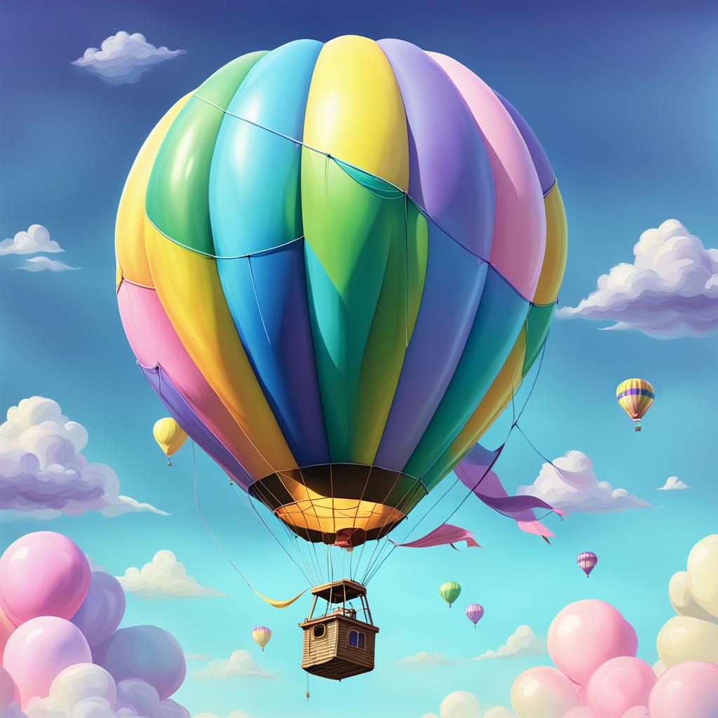 Fantasy Air Balloon in Pixar Style Digital Art