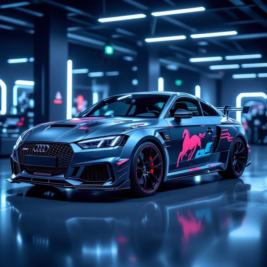 Audi RS with Custom Horse Wrap in Photorealistic Style