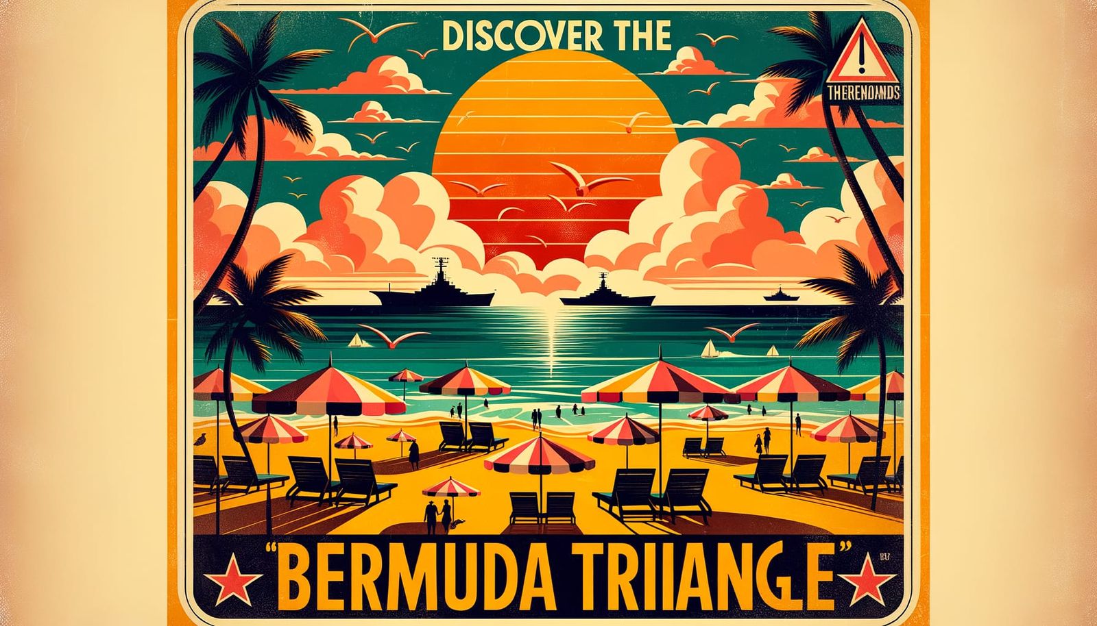 Bermuda Triangle Vacation Poster in Mid-Century Style