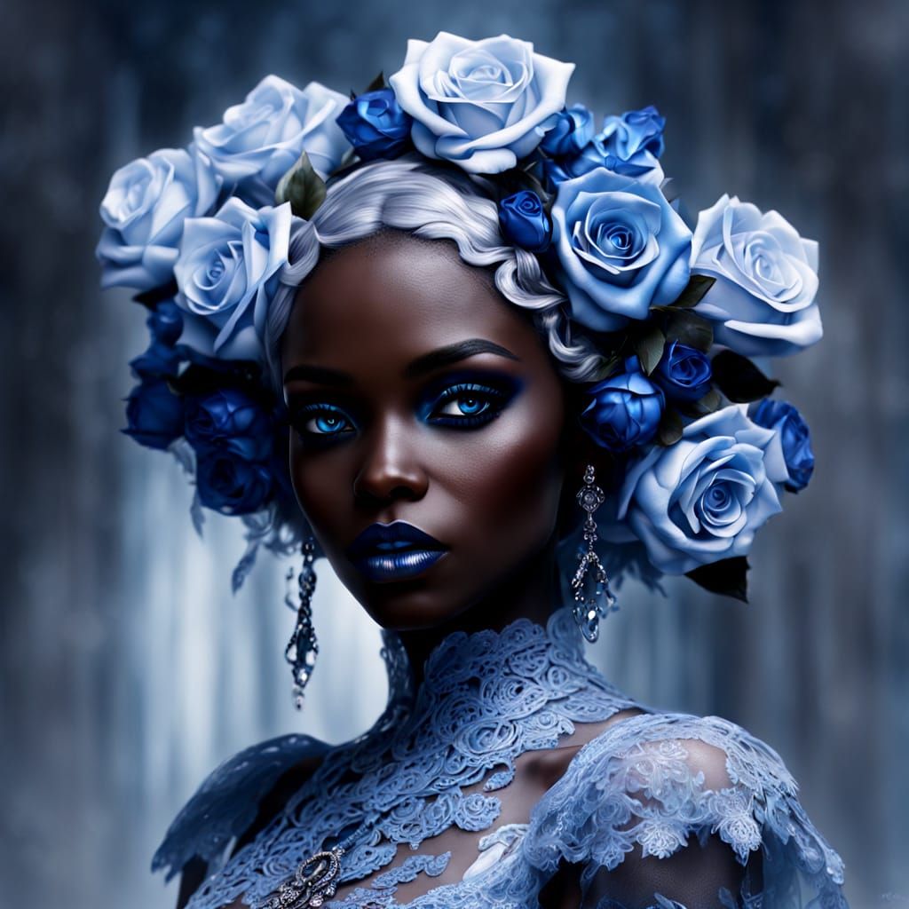 Gothic Night Goddess with Exotic Features and Supernaturally...