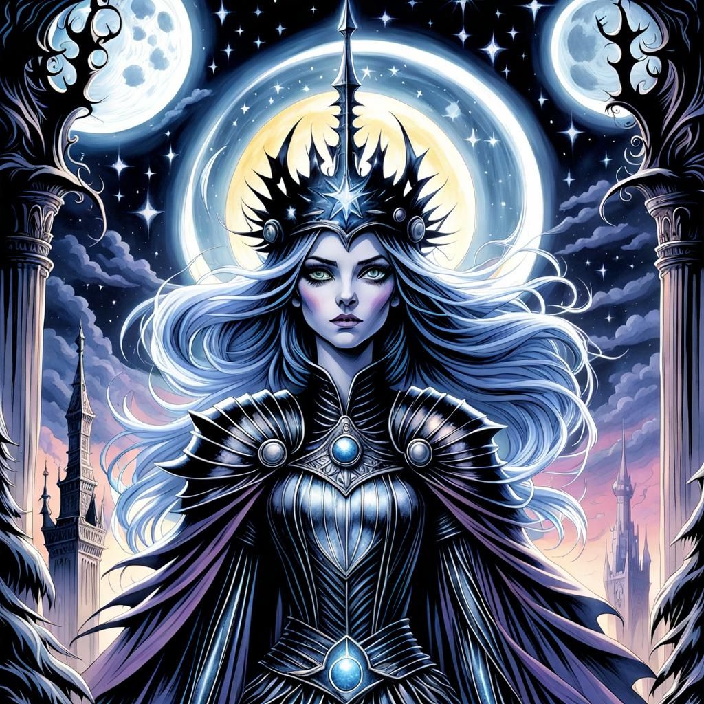 Dark Princess and Prince in Watercolor Style