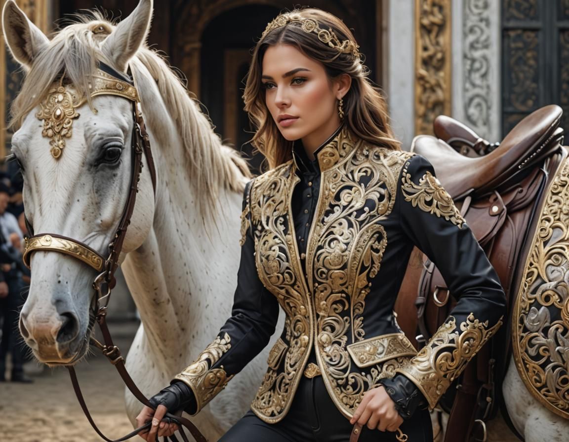 Ornate Horse Riding Jacket with Filigree Details