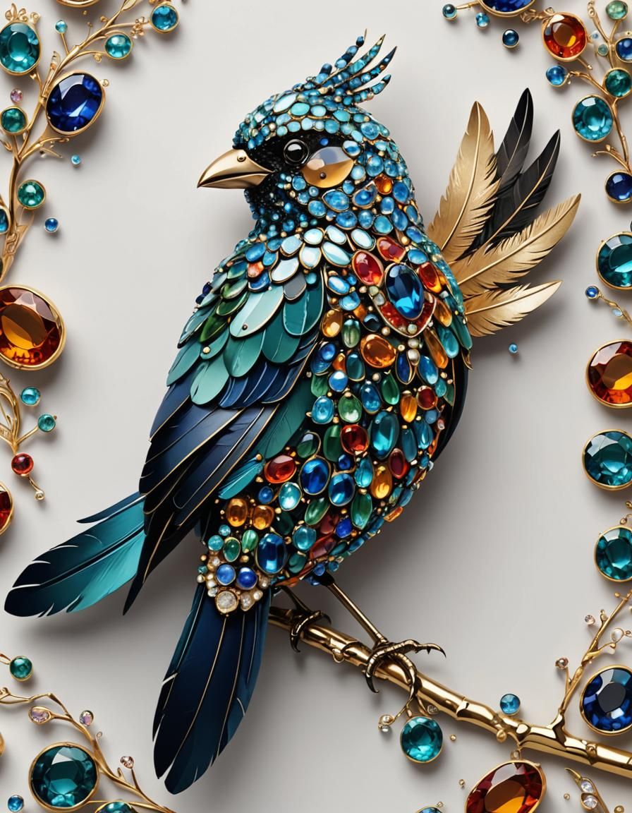 Gemstone Bird: A Stunning Digital Rendering
