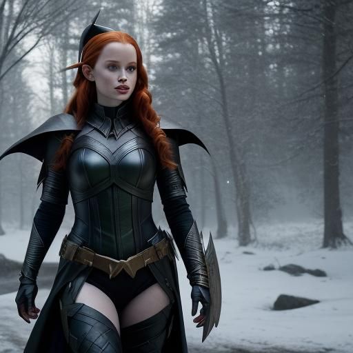 Fantasy Elf in Leather Suit, Digital Art