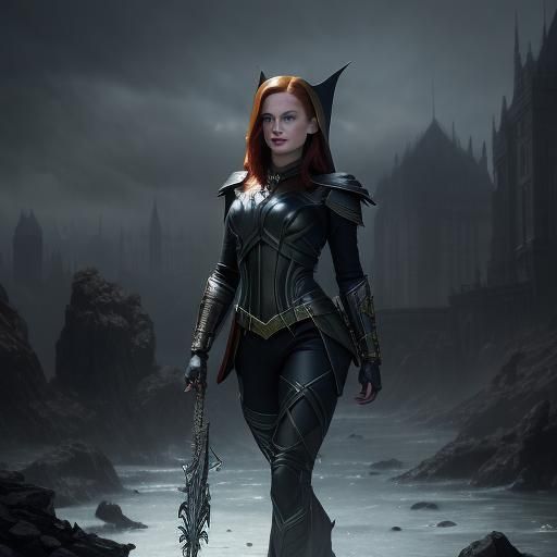 Fantasy Elf in Leather Suit, Digital Art