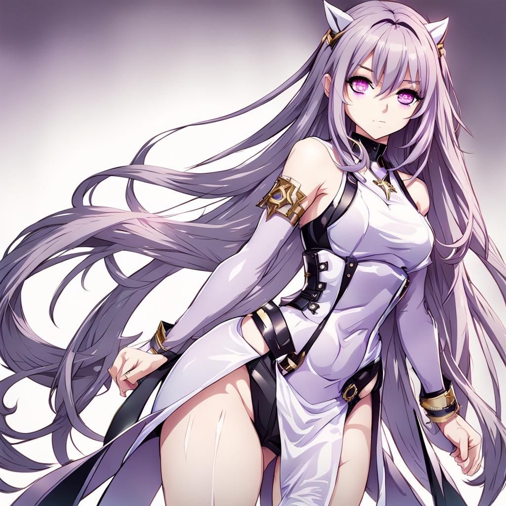 Anime Woman with Lilac Hair and Curvy Body